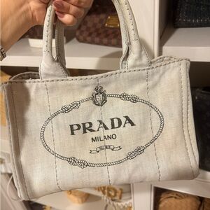 Prada Mini Cream Canapa Women's Tote Bag